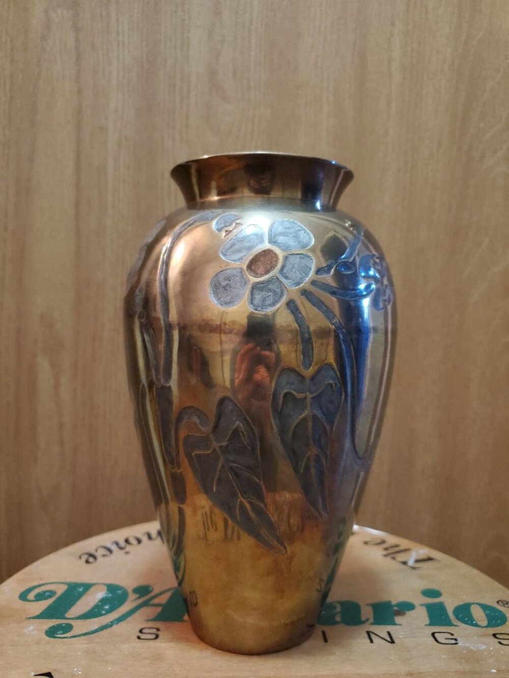 Rosenthal-Netter Enameled Brass Vase Floral MCM - Picture 3 of 10